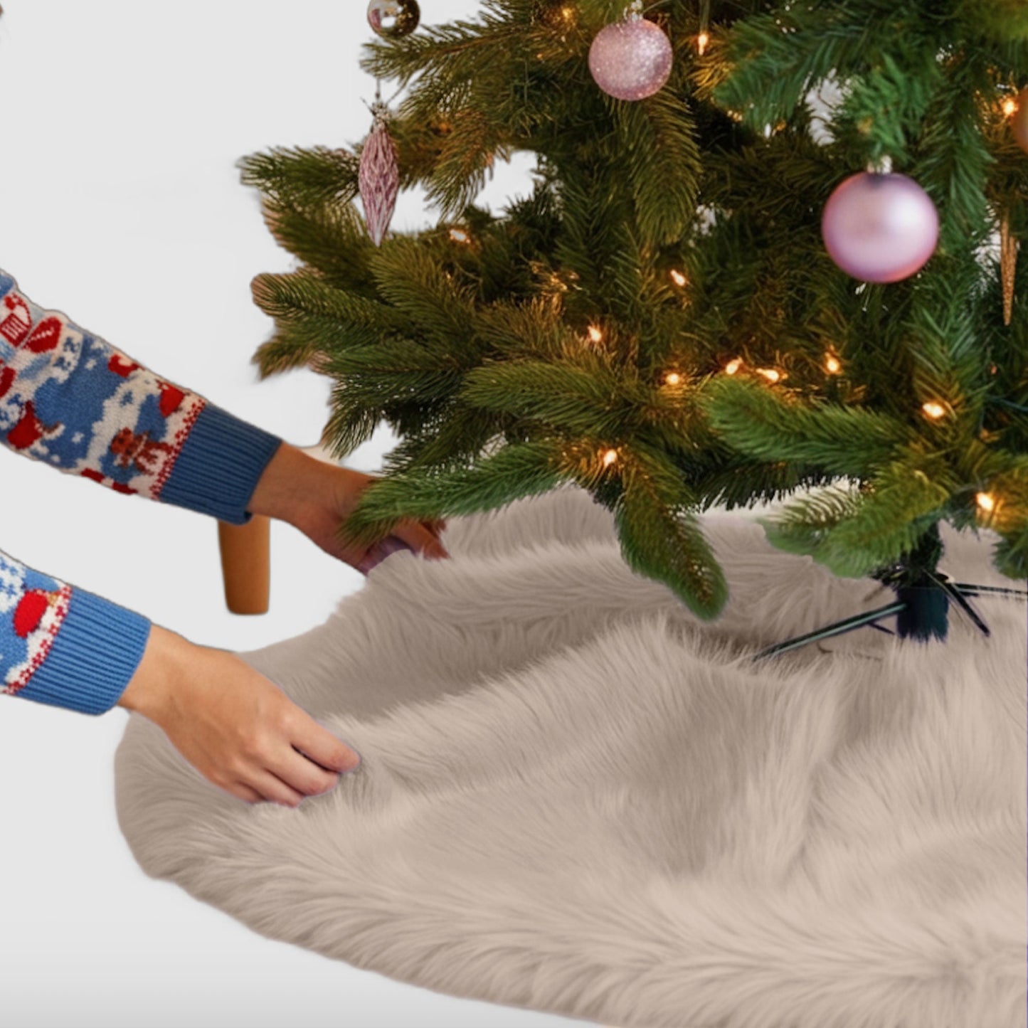Premium Faux Fur Christmas Tree Skirt - 36 Inch | Luxurious Holiday Decorations - Prismatic Fiber Arts