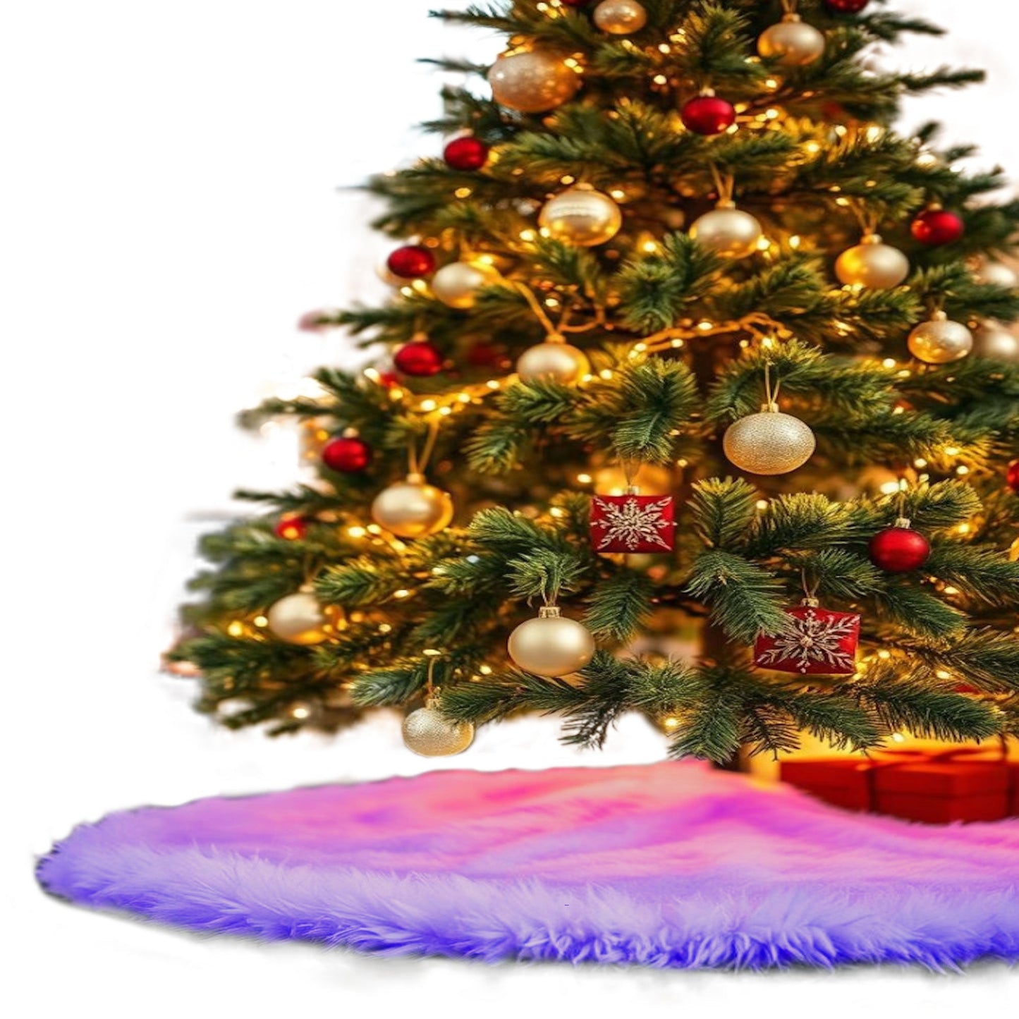 Premium Faux Fur Christmas Tree Skirt - 36 Inch | Luxurious Holiday Decorations - Prismatic Fiber Arts