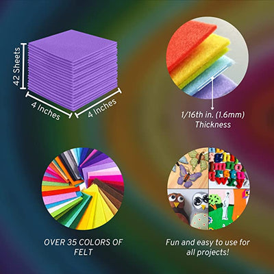 FabricLA Acrylic Felt Craft Sheet Packs – Lavender | Soft 100% Acrylic Felt Sheets for DIY & Crafts - Prismatic Fiber Arts
