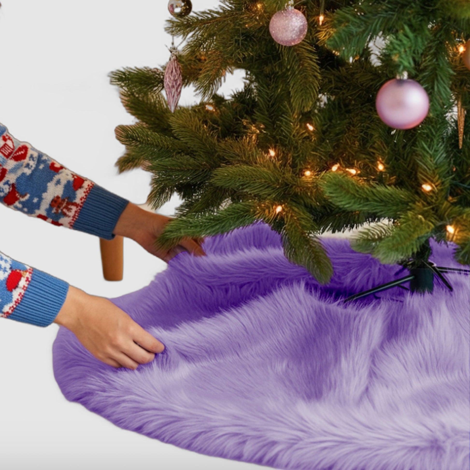 Premium Faux Fur Christmas Tree Skirt - 36 Inch | Luxurious Holiday Decorations - Prismatic Fiber Arts