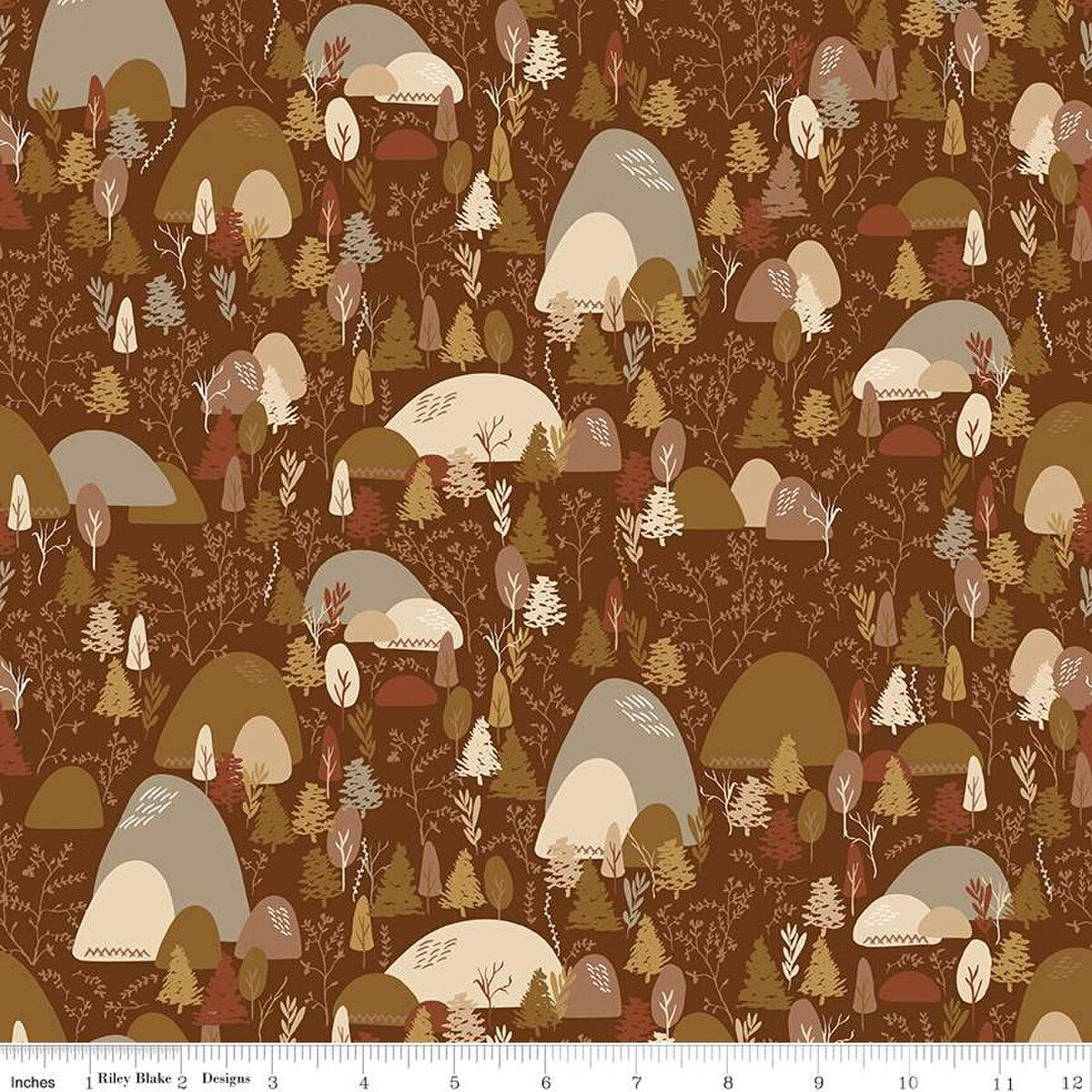 Let's Wander Mountain Music Brown Cotton 43"/44" Fabric Per Yard - Prismatic Fiber Arts