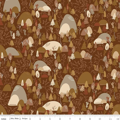 Let's Wander Mountain Music Brown Cotton 43"/44" Fabric Per Yard - Prismatic Fiber Arts