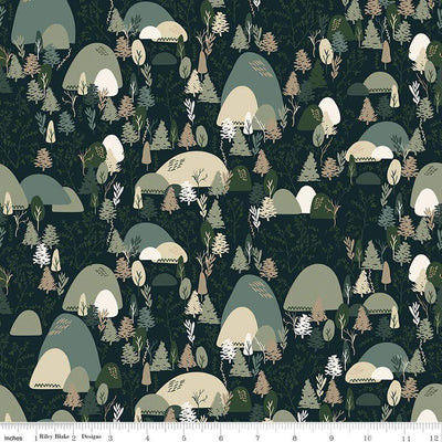 Let's Wander Mountain Music Navy Cotton 43"/44" Fabric Per Yard - Prismatic Fiber Arts