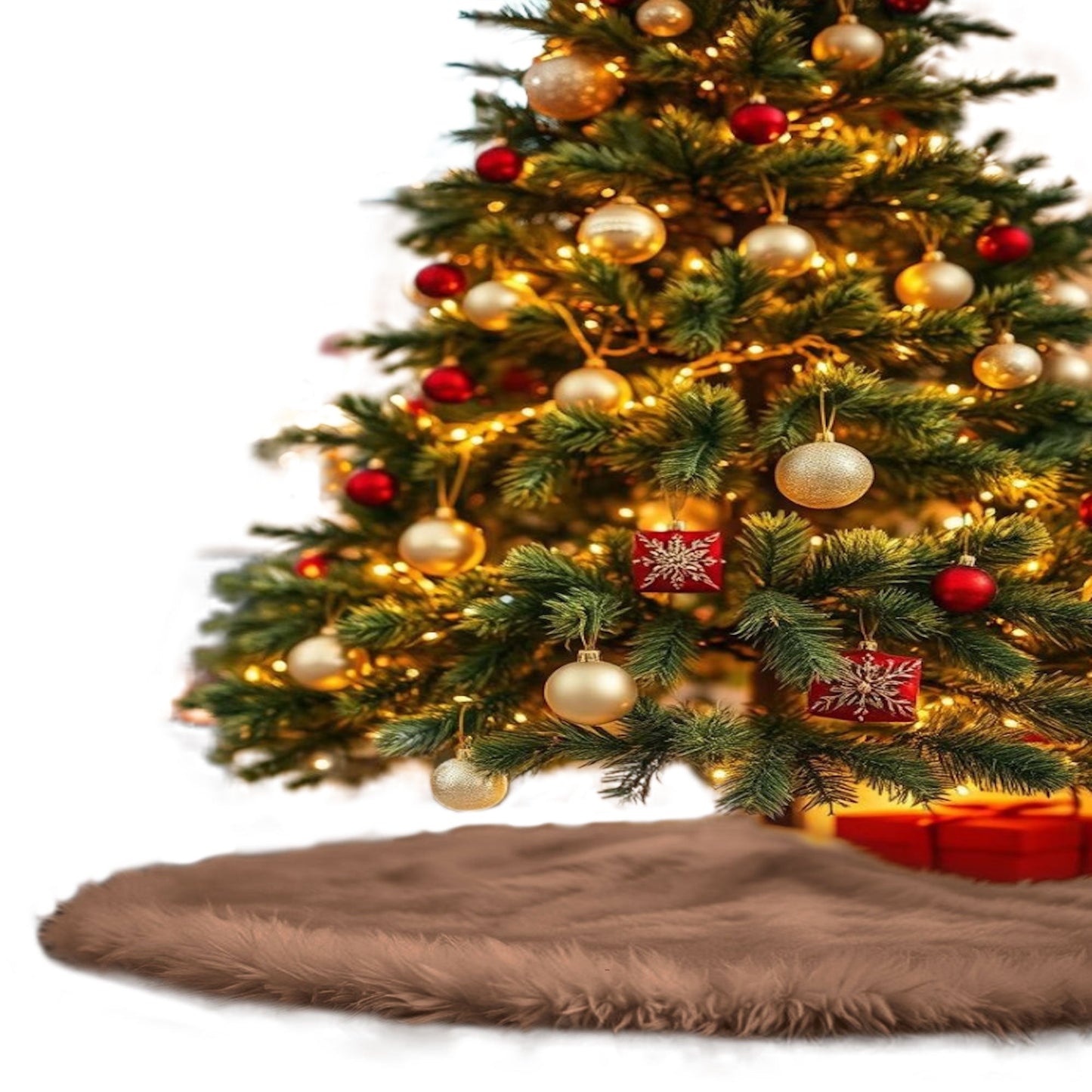Premium Faux Fur Christmas Tree Skirt - 30 Inch | Luxurious Holiday Decorations