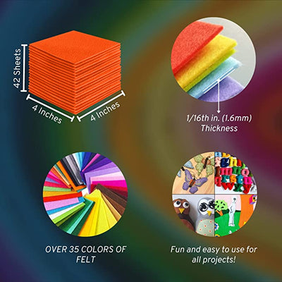 FabricLA Acrylic Felt Craft Sheet Packs – Light Orange | Soft 100% Acrylic Felt Sheets for DIY & Crafts - Prismatic Fiber Arts
