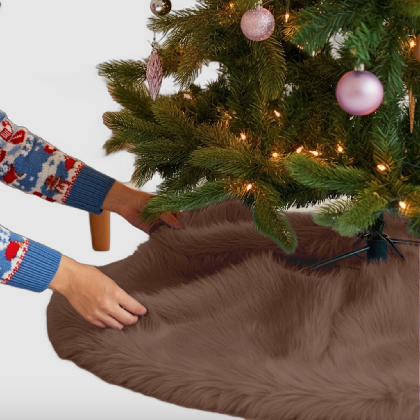 Premium Faux Fur Christmas Tree Skirt - 36 Inch | Luxurious Holiday Decorations - Prismatic Fiber Arts
