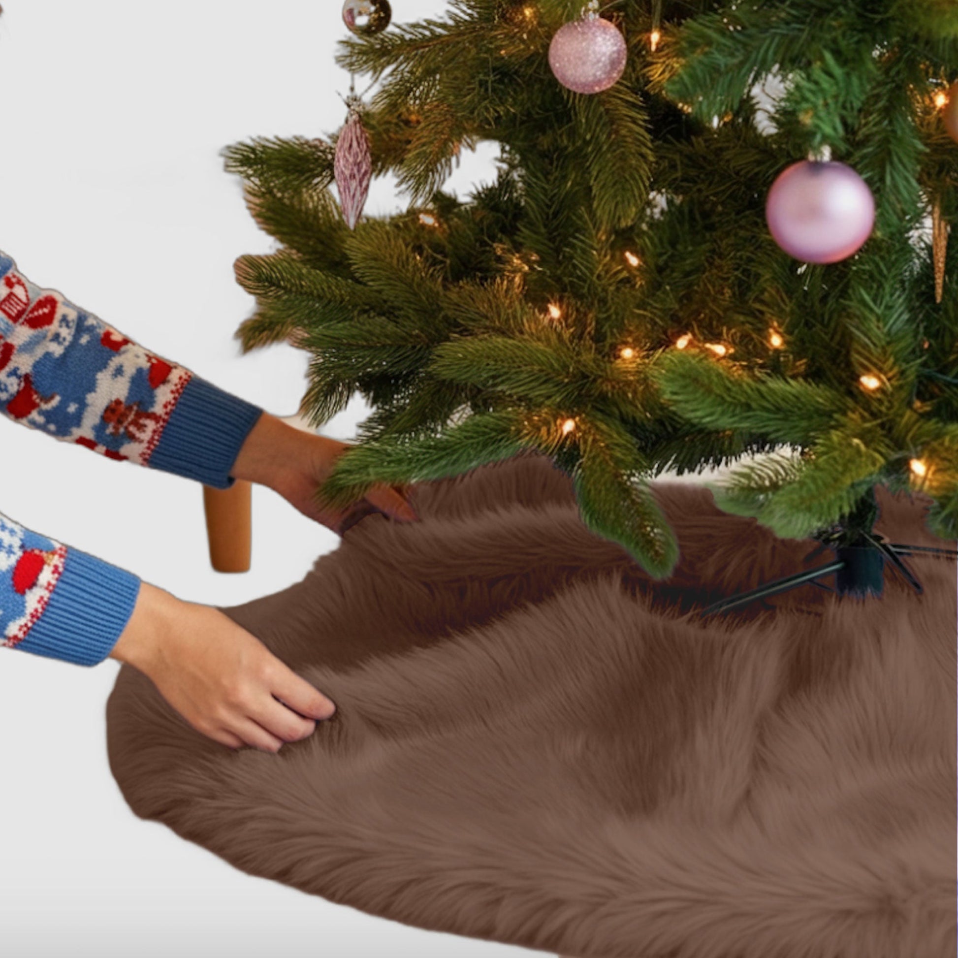 Premium Faux Fur Christmas Tree Skirt - 36 Inch | Luxurious Holiday Decorations - Prismatic Fiber Arts