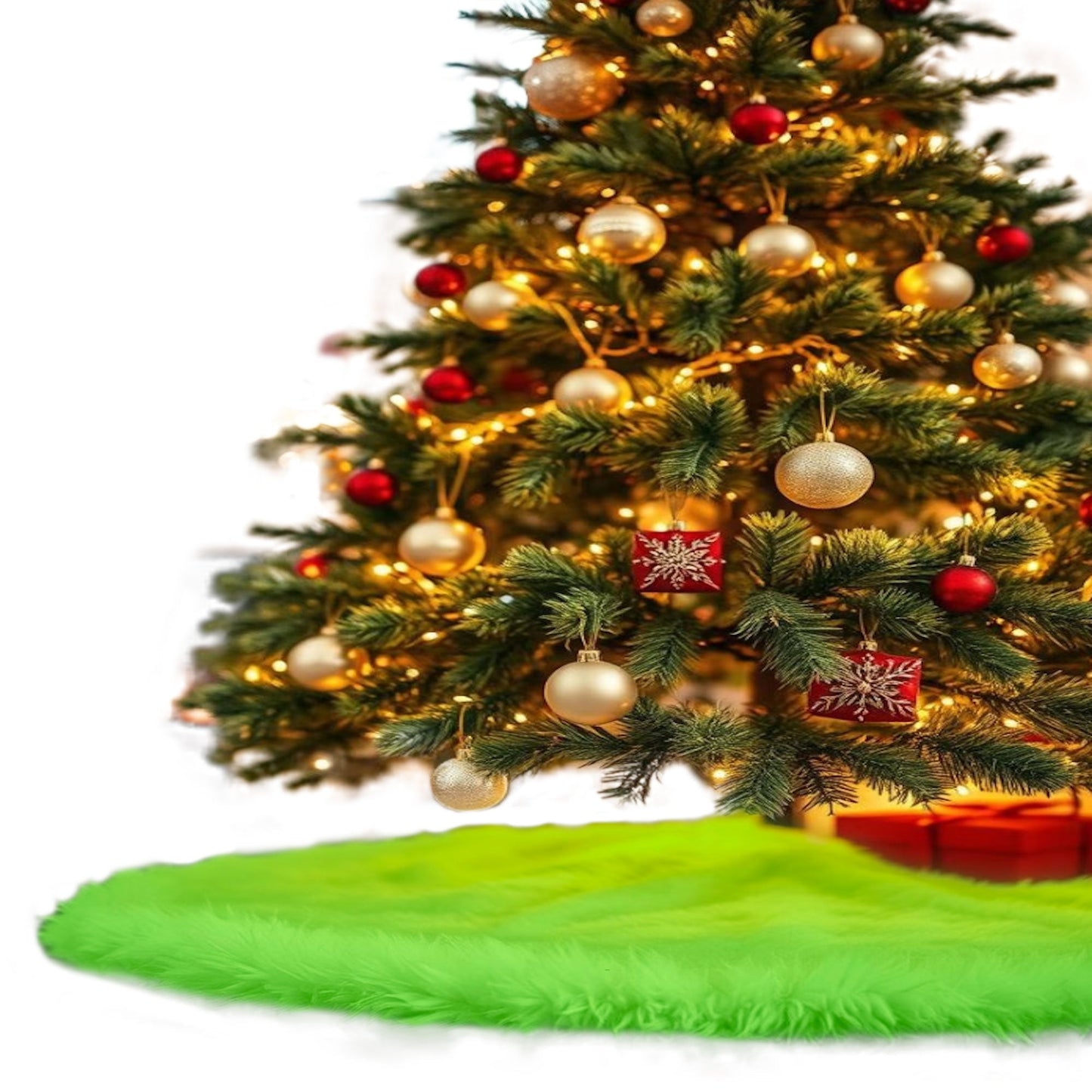 Premium Faux Fur Christmas Tree Skirt - 36 Inch | Luxurious Holiday Decorations - Prismatic Fiber Arts