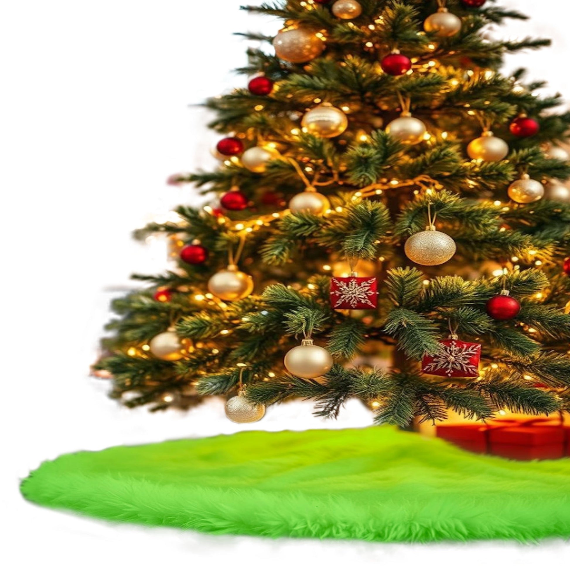 Premium Faux Fur Christmas Tree Skirt - 36 Inch | Luxurious Holiday Decorations - Prismatic Fiber Arts