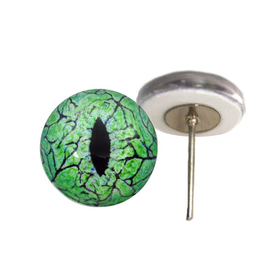 Electric Lime Green Raptor Glass Eyes on Wire Pin Posts