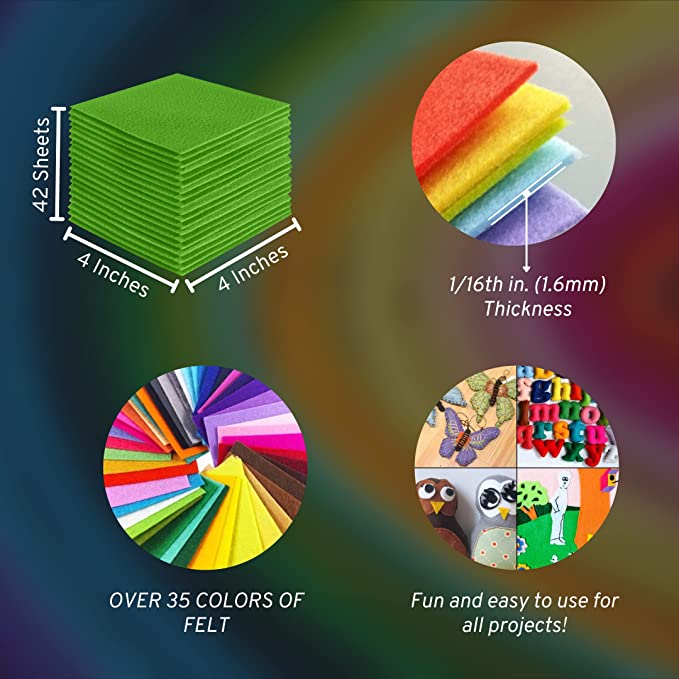 FabricLA Acrylic Felt Craft Sheet Packs – Lime | Soft 100% Acrylic Felt Sheets for DIY & Crafts - Prismatic Fiber Arts