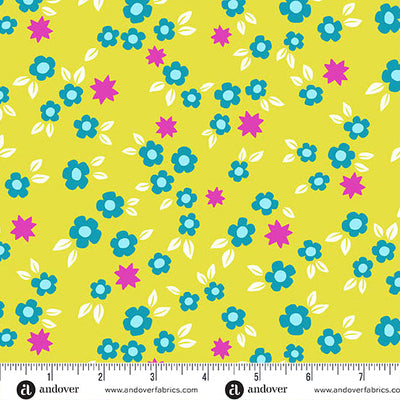 Limeaid Starry Blooms Color Pop Playground Cotton 44"/45" Fabric Per Yard - Prismatic Fiber Arts