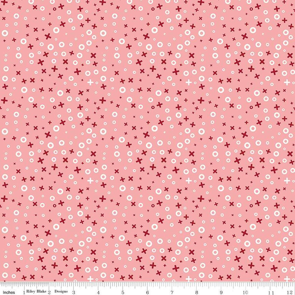 Love You Always XOs Coral Cotton 43"/44" Fabric Per Yard - Prismatic Fiber Arts