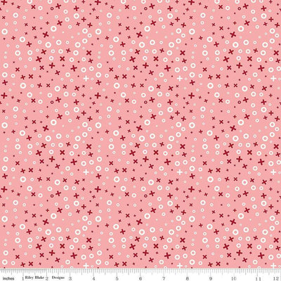 Love You Always XOs Coral Cotton 43"/44" Fabric Per Yard - Prismatic Fiber Arts