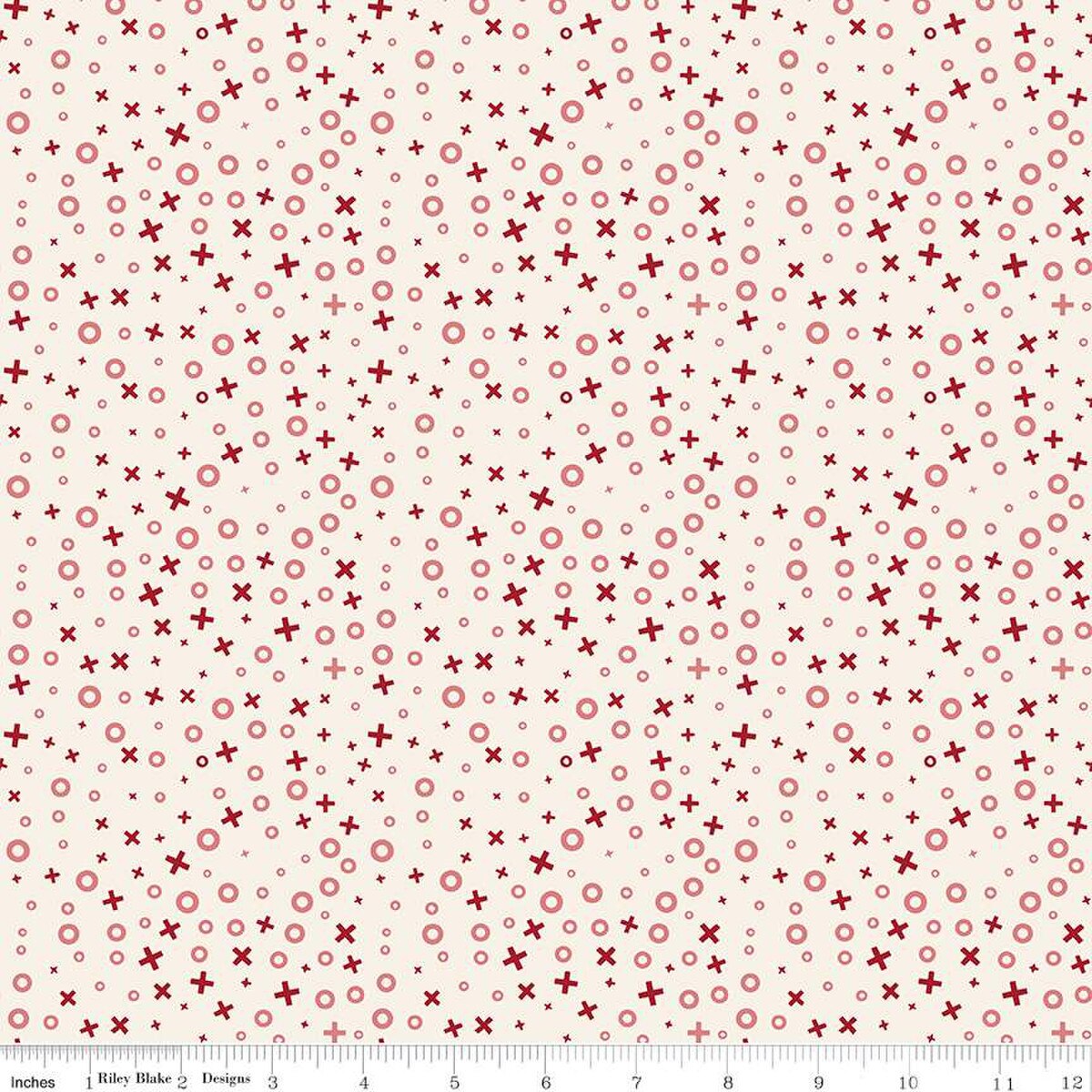 Love You Always XOs Cream Cotton 43"/44" Fabric Per Yard - Prismatic Fiber Arts