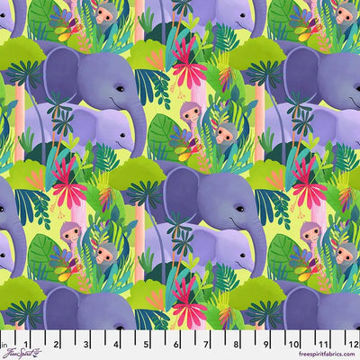 Love in the Jungle Green Cotton 44"/45" Fabric Per Yard - Prismatic Fiber Arts