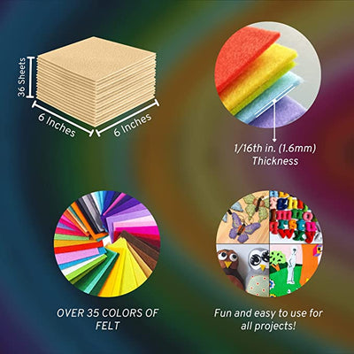 FabricLA Acrylic Felt Craft Sheet Packs – Champagne | Soft 100% Acrylic Felt Sheets for DIY & Crafts - Prismatic Fiber Arts