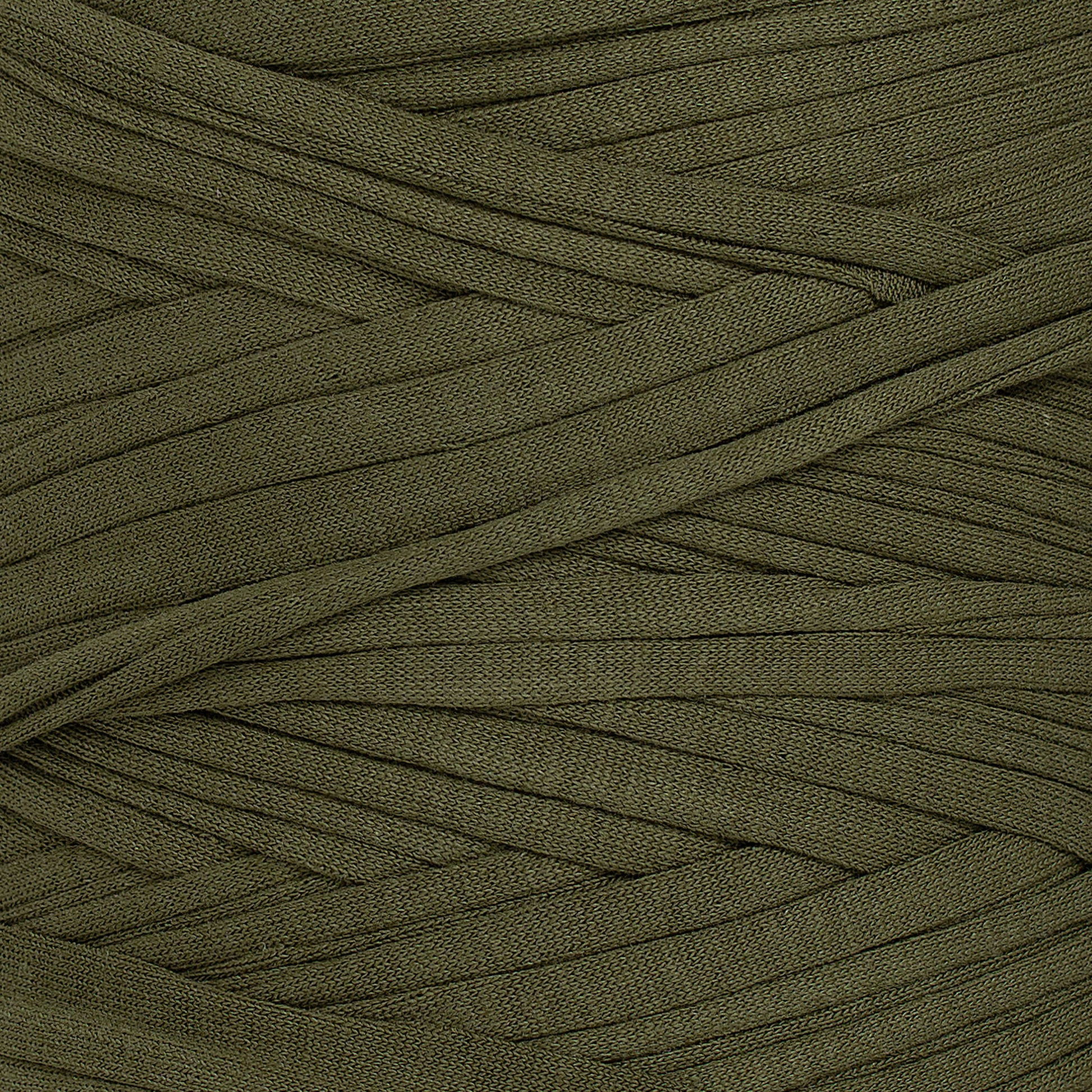 Recycled T-Shirt Fabric Yarn - Moss Green Color - Prismatic Fiber Arts
