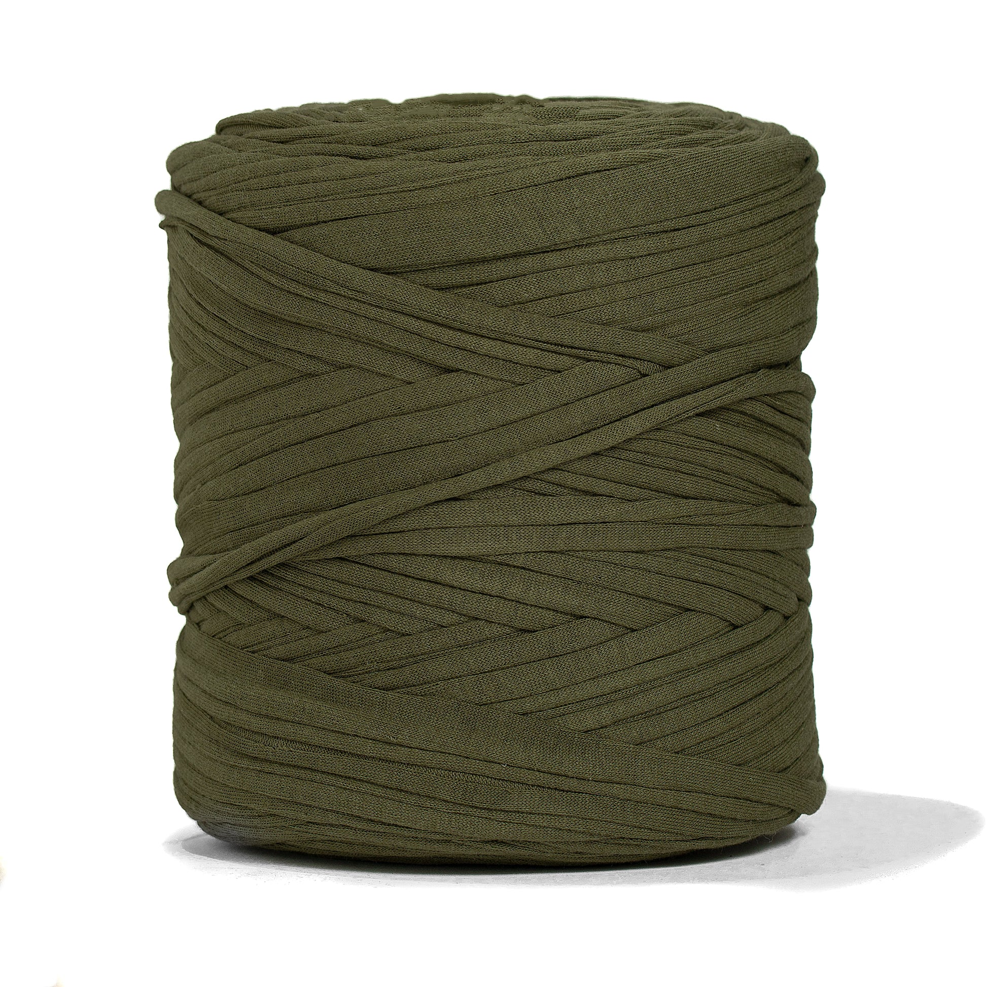 Recycled T-Shirt Fabric Yarn - Moss Green Color - Prismatic Fiber Arts