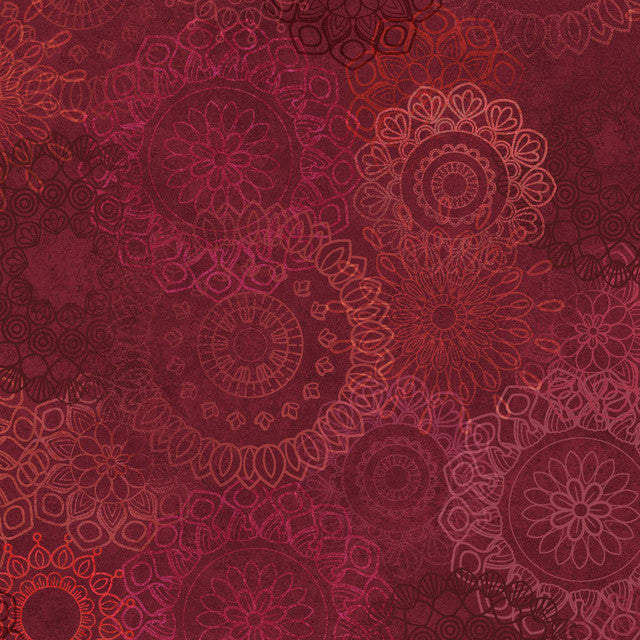 Maroon and Red Operetta Lace Flowers Cotton 43"/44" Fabric Per Yard - Prismatic Fiber Arts