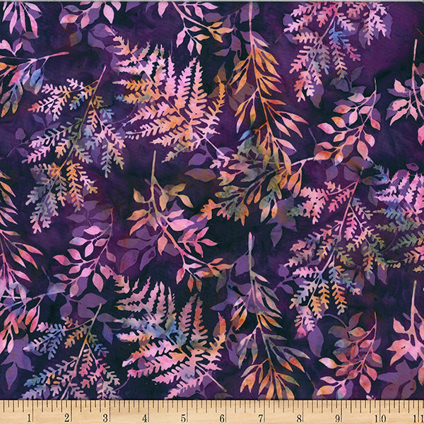 Marsala Bali Batik Leafy Branches Cotton 44"/45" Fabric Per Yard - Prismatic Fiber Arts