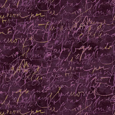 Mauve Fluidity Script Small Cotton 44”/45" Fabric Per Yard - Prismatic Fiber Arts