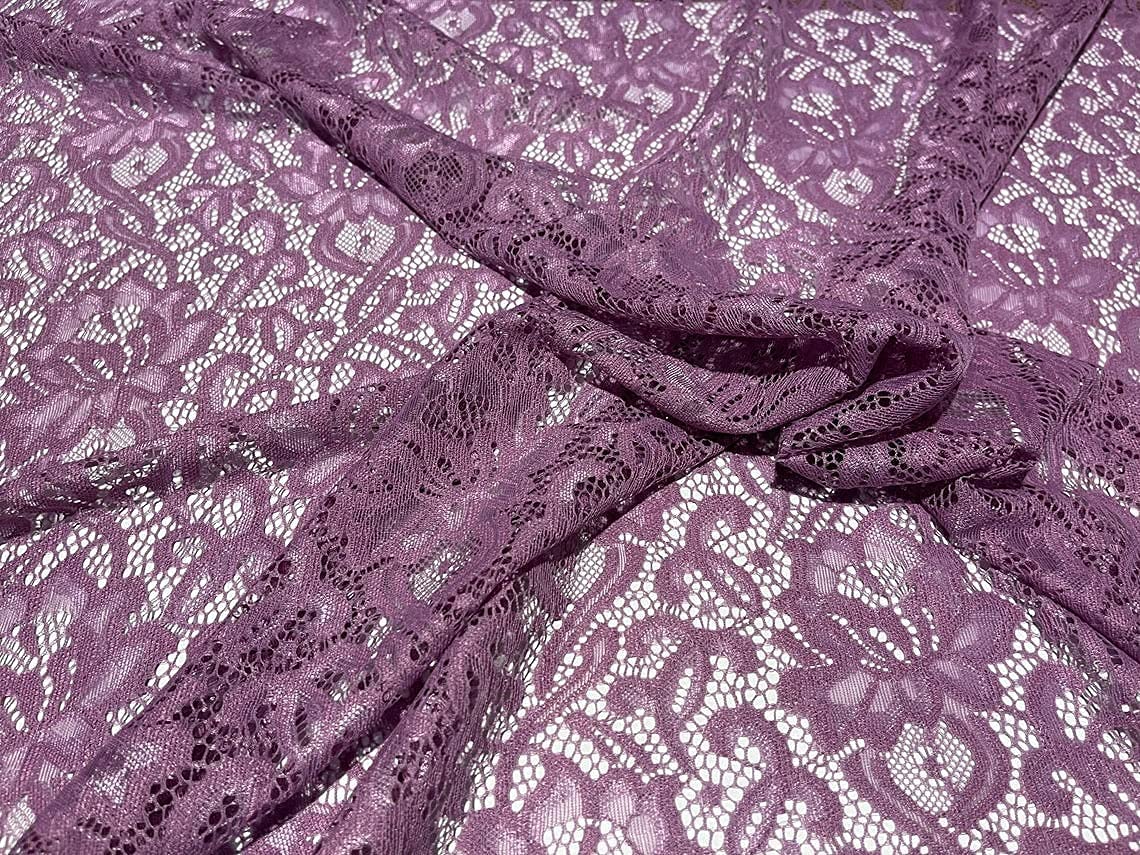 FabricLA | Nylon Spandex | Scallop Pattern | Lace Fabric | Mauve - Prismatic Fiber Arts