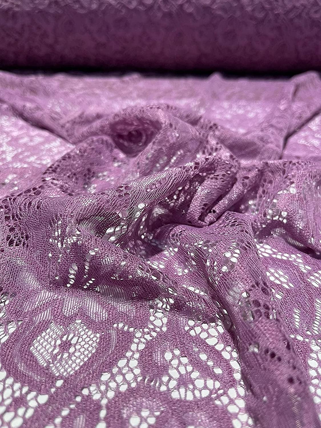 FabricLA | Nylon Spandex | Scallop Pattern | Lace Fabric | Mauve - Prismatic Fiber Arts
