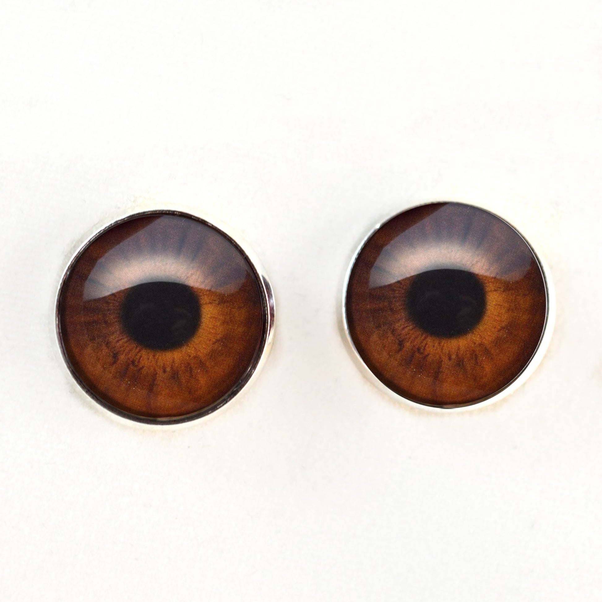 Medium Brown Human Inspired Sew-On Button Glass Eyes - Prismatic Fiber Arts