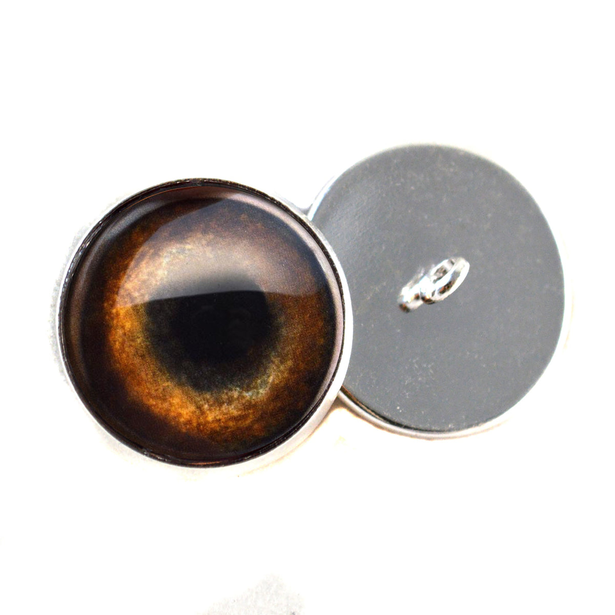 Medium Brown Dog Sew-On Button Glass Eyes - Prismatic Fiber Arts