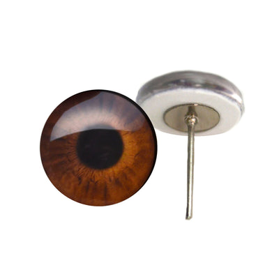 Medium Brown Human Inspired Glass Eyes on Wire Pin Posts