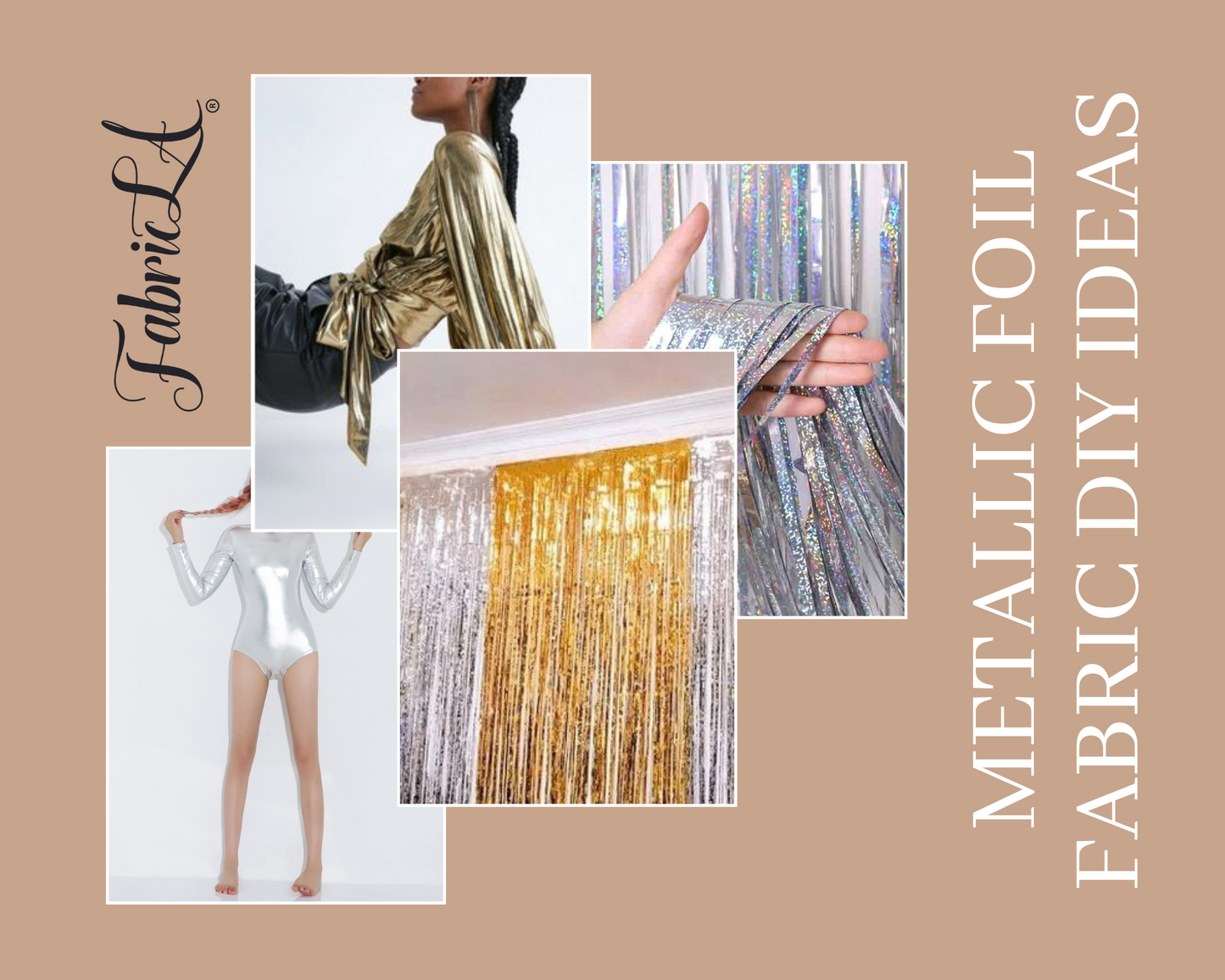 Hologram Metallic Foil Spandex Knit Fabric 4-Way Stretch, 60" Inch Wide | Gold Iridescent - Prismatic Fiber Arts