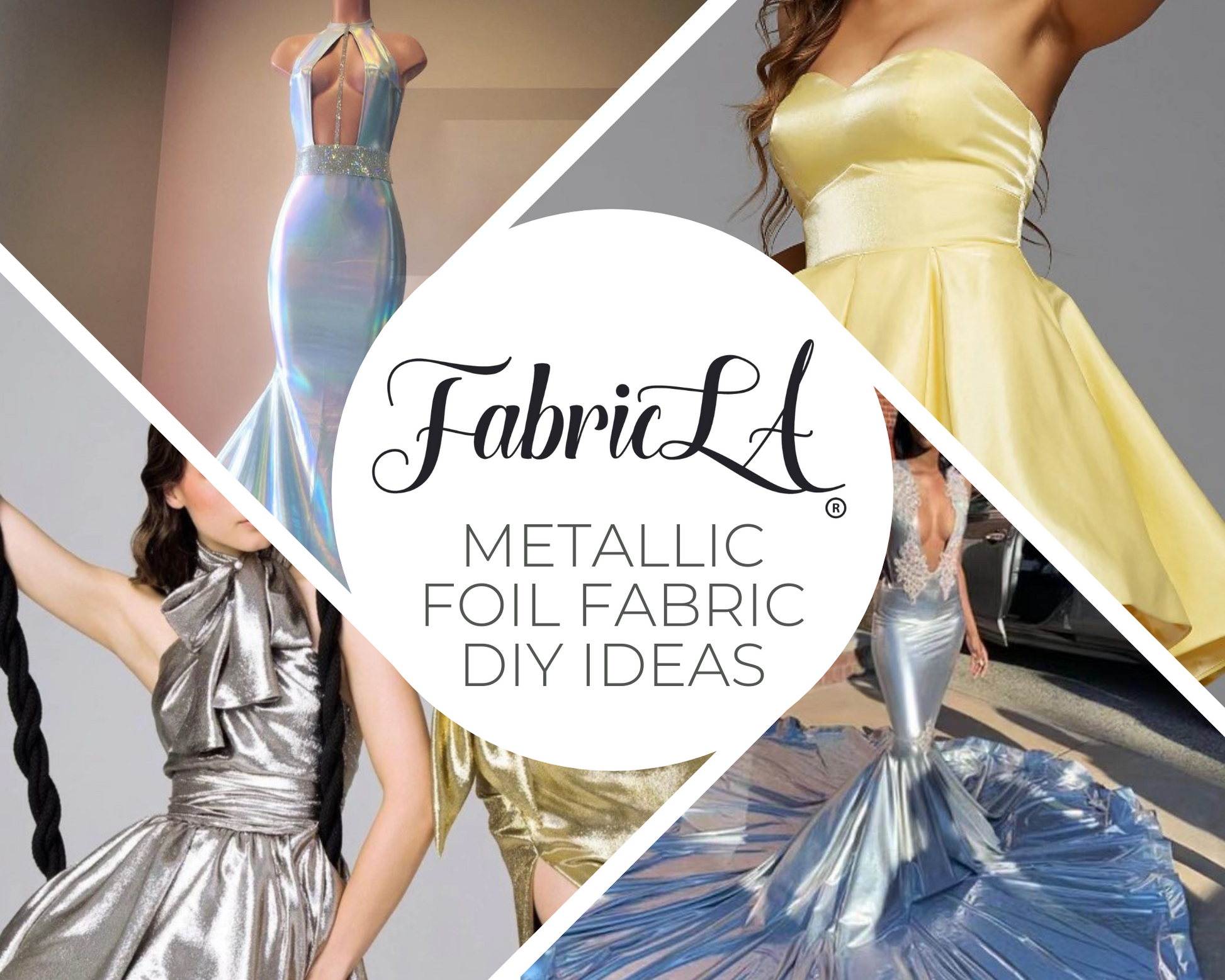 Hologram Metallic Foil Spandex Knit Fabric 4-Way Stretch, 60" Inch Wide | Silver Iridescent - Prismatic Fiber Arts