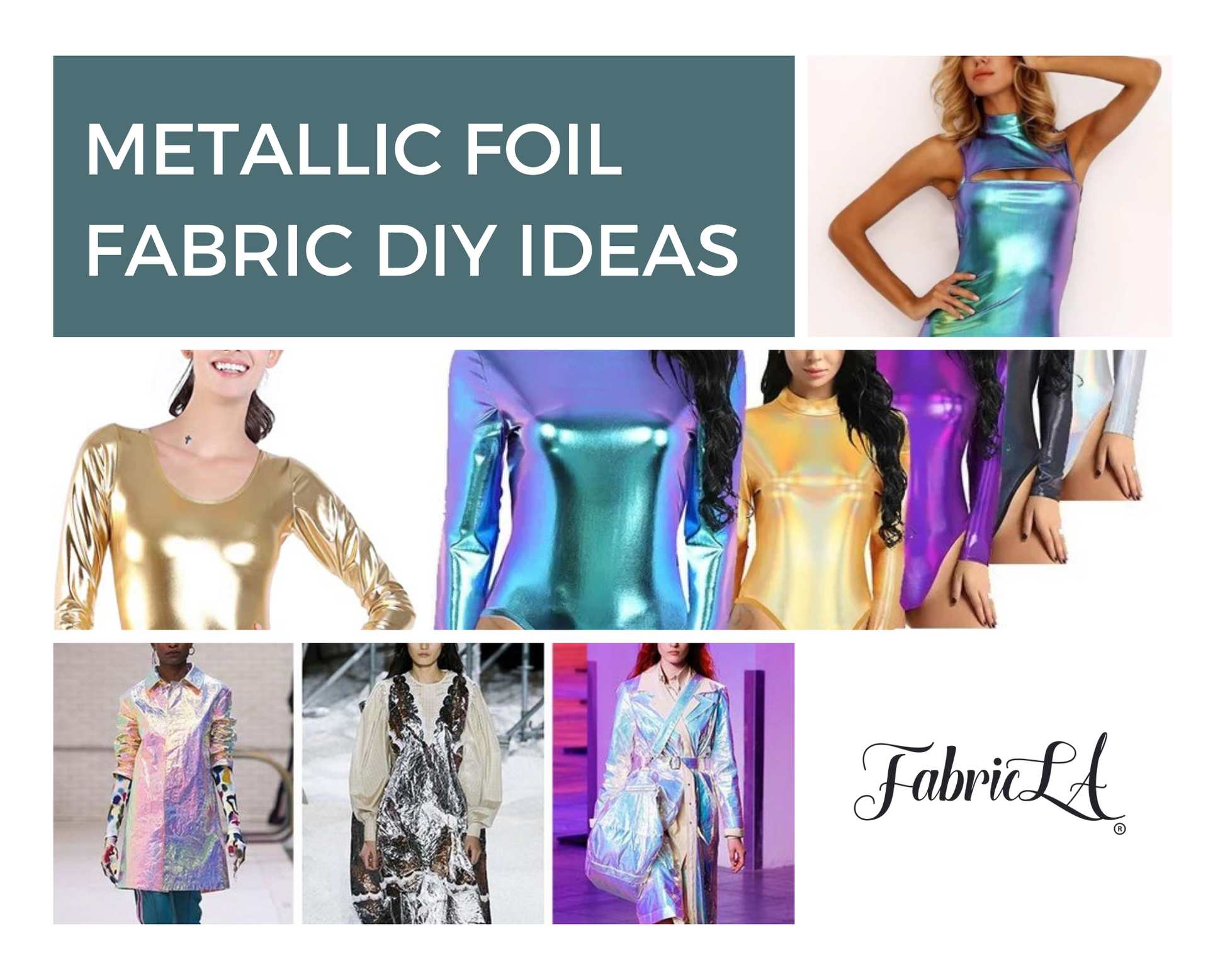 Hologram Metallic Foil Spandex Knit Fabric 4-Way Stretch, 60" Inch Wide | Gold Iridescent - Prismatic Fiber Arts