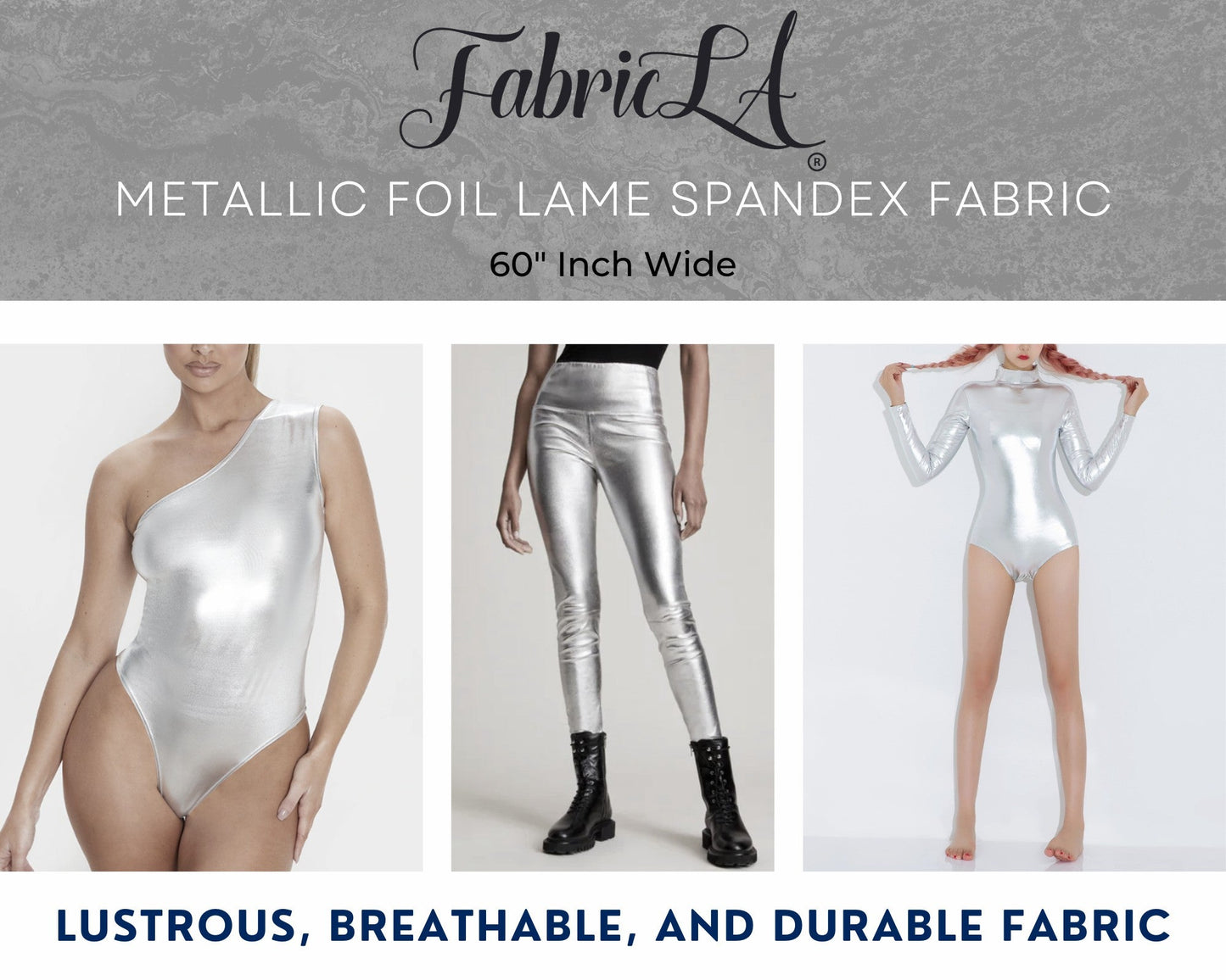 Metallic Lame Foil Spandex Knit Fabric | Silver - Prismatic Fiber Arts