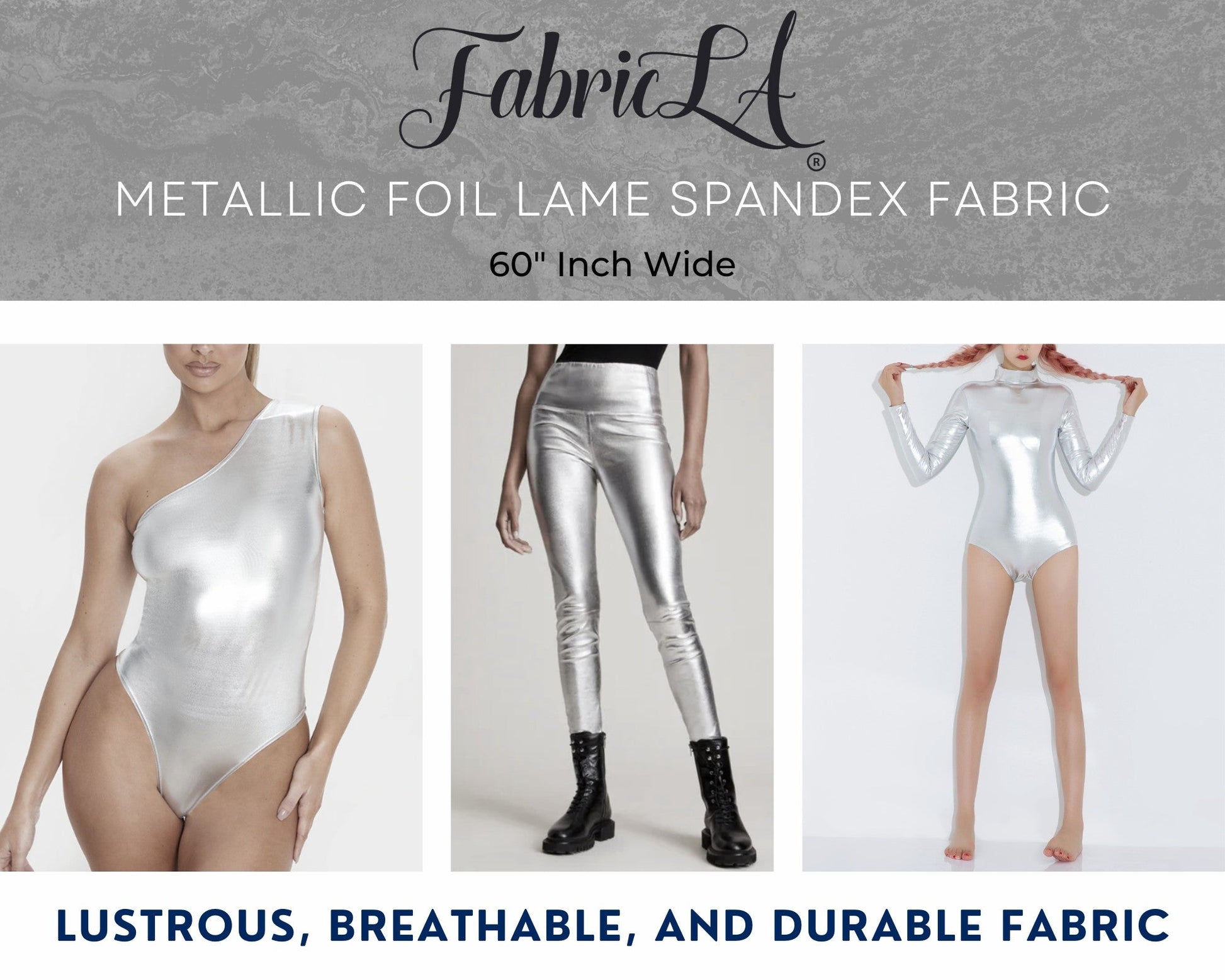 Metallic Lame Foil Spandex Knit Fabric | Silver - Prismatic Fiber Arts