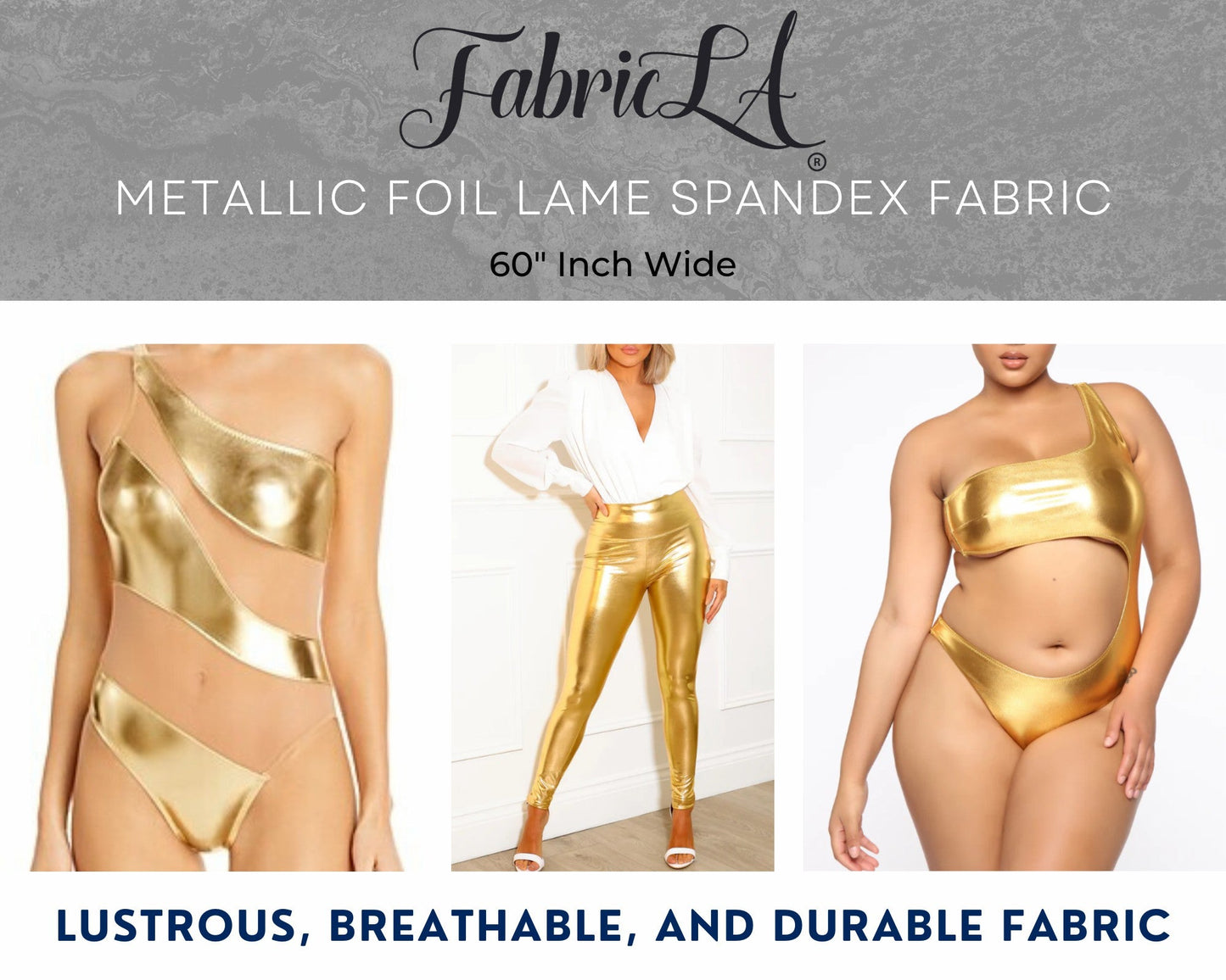 Metallic Lame Foil Spandex Knit Fabric | Gold - Prismatic Fiber Arts