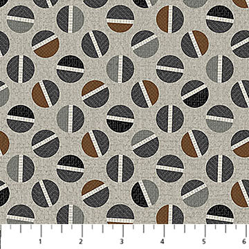 Mid Gray Multi Circle Toss Haberdashery Flannel Fabric per Yard - Prismatic Fiber Arts