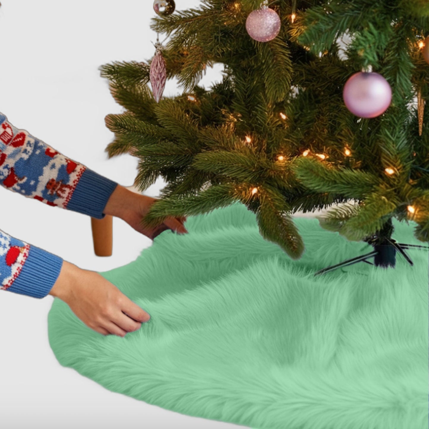 Premium Faux Fur Christmas Tree Skirt - 36 Inch | Luxurious Holiday Decorations - Prismatic Fiber Arts