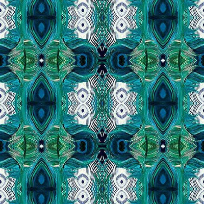 Miraval Teal Affinity Peacock Mirror Cotton 44"/45" Fabric Per Yard - Prismatic Fiber Arts