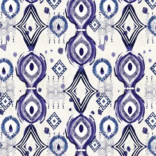 Mirrors White/Blue Affinity Cotton 44"/45" Fabric Per Yard - Prismatic Fiber Arts