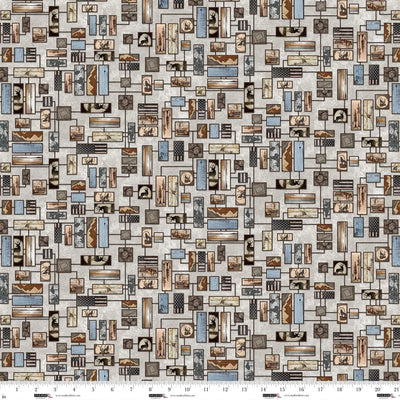 Mist Wood Burn Art Wall Out of the Woodwork Cotton 44"/45" Fabric Per Yard - Prismatic Fiber Arts