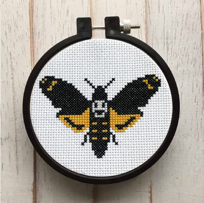 Deadhead Moth Counted Cross Stitch DIY KIT Beginner - Prismatic Fiber Arts