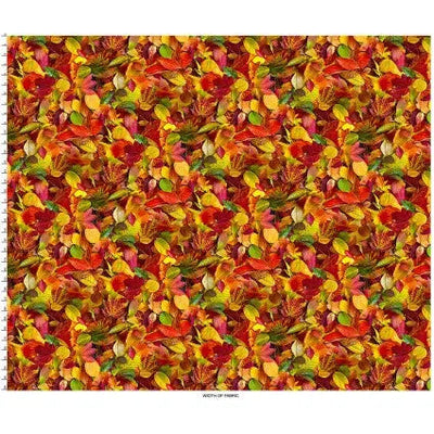 Multi All Fall Down Leaves Cotton Wideback Fabric per yard - Prismatic Fiber Arts