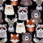 Multi Black Nature Nerds Digital Cuddle Black Fabric per yard - Prismatic Fiber Arts