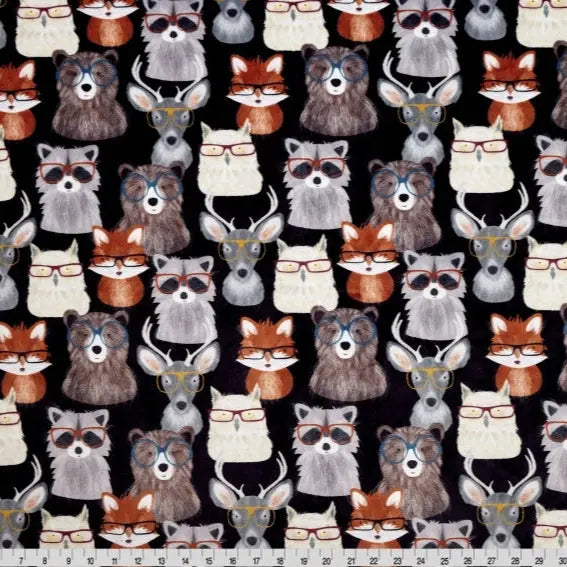 Multi Black Nature Nerds Digital Cuddle Black Fabric per yard - Prismatic Fiber Arts