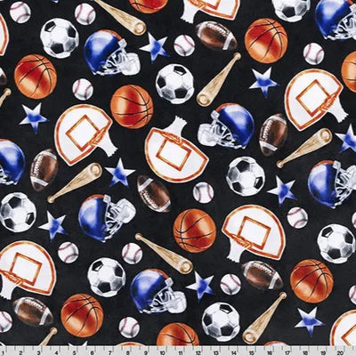 Multi Black Sports Digital Cuddle Black Fabric per yard - Prismatic Fiber Arts