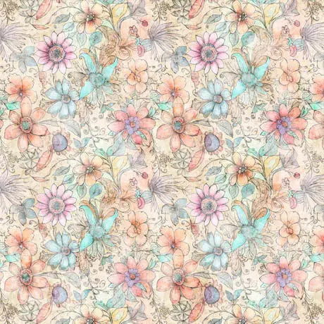 Multi Color Fairy Flowers 44"/45" Fabric Per Yard - Prismatic Fiber Arts