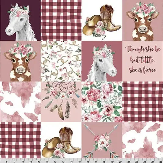 Multi Cowgirl Digital Cuddle Rosewater Fabric per yard - Prismatic Fiber Arts