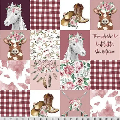 Multi Cowgirl Digital Cuddle Rosewater Fabric per yard - Prismatic Fiber Arts
